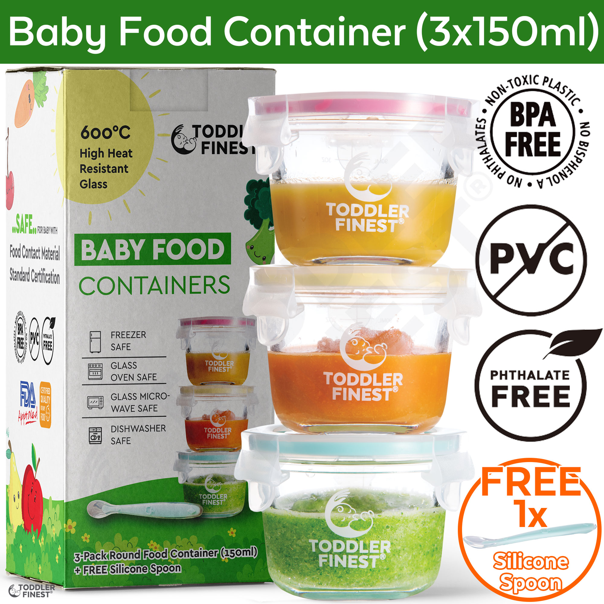 Set of 3 Airtight Glass Jars with Clasp Top Lids, Leakproof Food Storage  Glass Containers - BPA Free - Safe for Baby Food - Microwave Oven