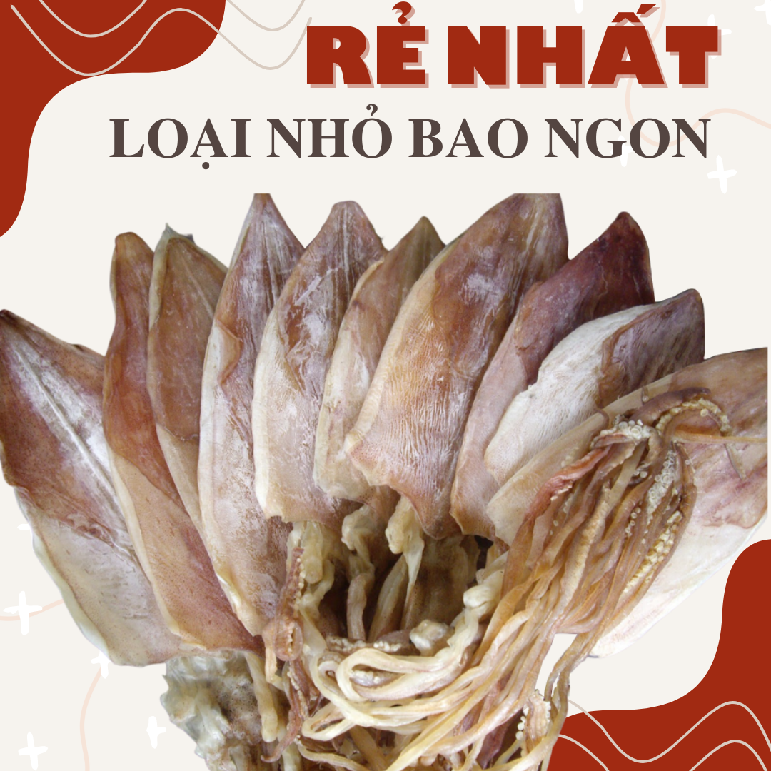 Mực khô uống bia, Mực khô giá rẻ - Mực câu khô nhỏ loại 1 Vũng Tàu, Thơm, ngọt tự nhiên – Cam kết 100% tự nhiên, An toàn, không chất bảo quản - 1kg, 500gr,  100gr