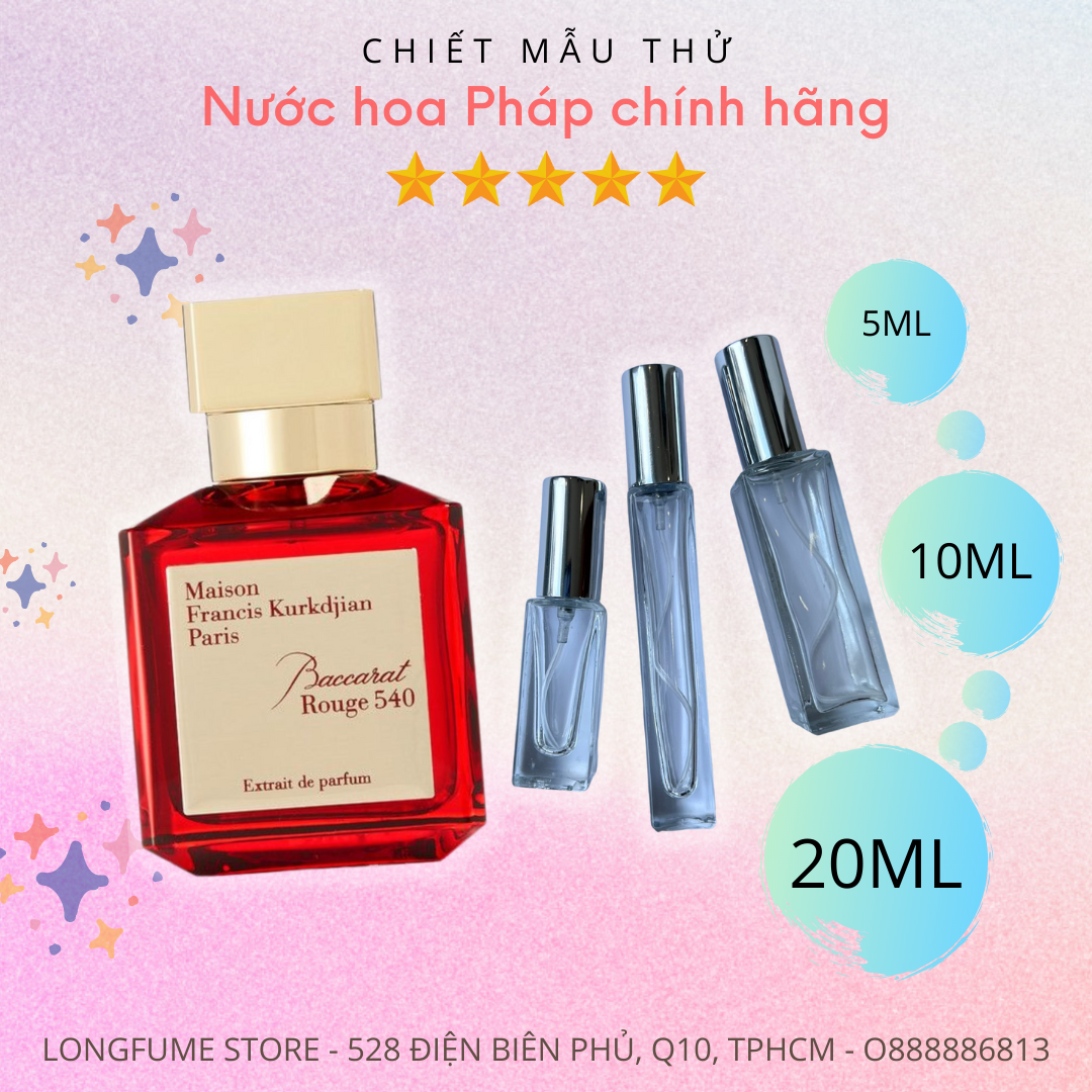 [SALES SỐC] Chiết Mẫu Thử nước hoa Bacarrat Rouge 540 Extrait De Parfum 5ml 10ml 20ml - Longfume Sto