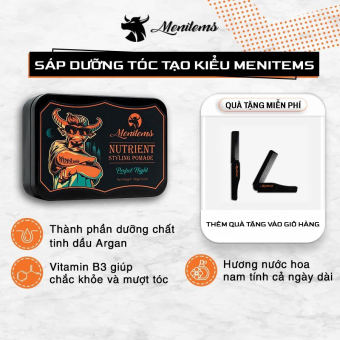 Sáp vuốt tóc Menitems, sáp vuốt tóc nam Pomade, giữ nếp, tạo kiểu lên đến 10H lưu hương lâu nước hoa Perfect Night