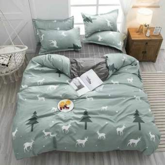 Cotton Poly Bộ Chăn Ga Gối Hươu Xanh Bộ Chăn Ga Gối Cao Cấp Nhập Khẩu 5 Món, 4 Món Sản Phẩm Chăn Ga Gối Nệm Dùng 4 Mùa