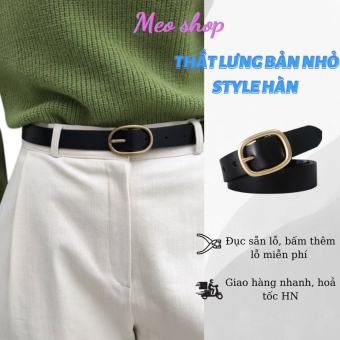 Thắt lưng nữ bản nhỏ elip vàng kiểu Basic TL025 - Dây nịt nhỏ 1.8cm phối quần tây vải kiểu hàn quốc Meo shop - HAMICO BAGS