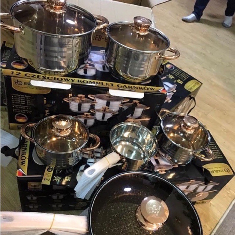 Bộ nồi Đức ENGELBERG 6 Món 12 Chi Tiết siêu đẹp,bộ nồi đức 6 món nấu mọi loại bếp,bộ nồi nhà bếp 6 món của đức ,bộ nồi đức.bền đẹp mẫu mã sang trọng ,chất liệu inox ,nắp kính,tay cầm chắc chắn, hàng cao cấp BH 12 THÁNG.
