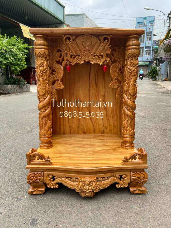 Bàn thờ thần tài ông địa gỗ gõ đỏ 60 x 81
