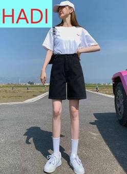 QUẦN JEAN NGỐ LỬNG NỮ LAI CUỐN CẠP CHỈNH MÀU ĐEN ĐẲNG CẤP HADI