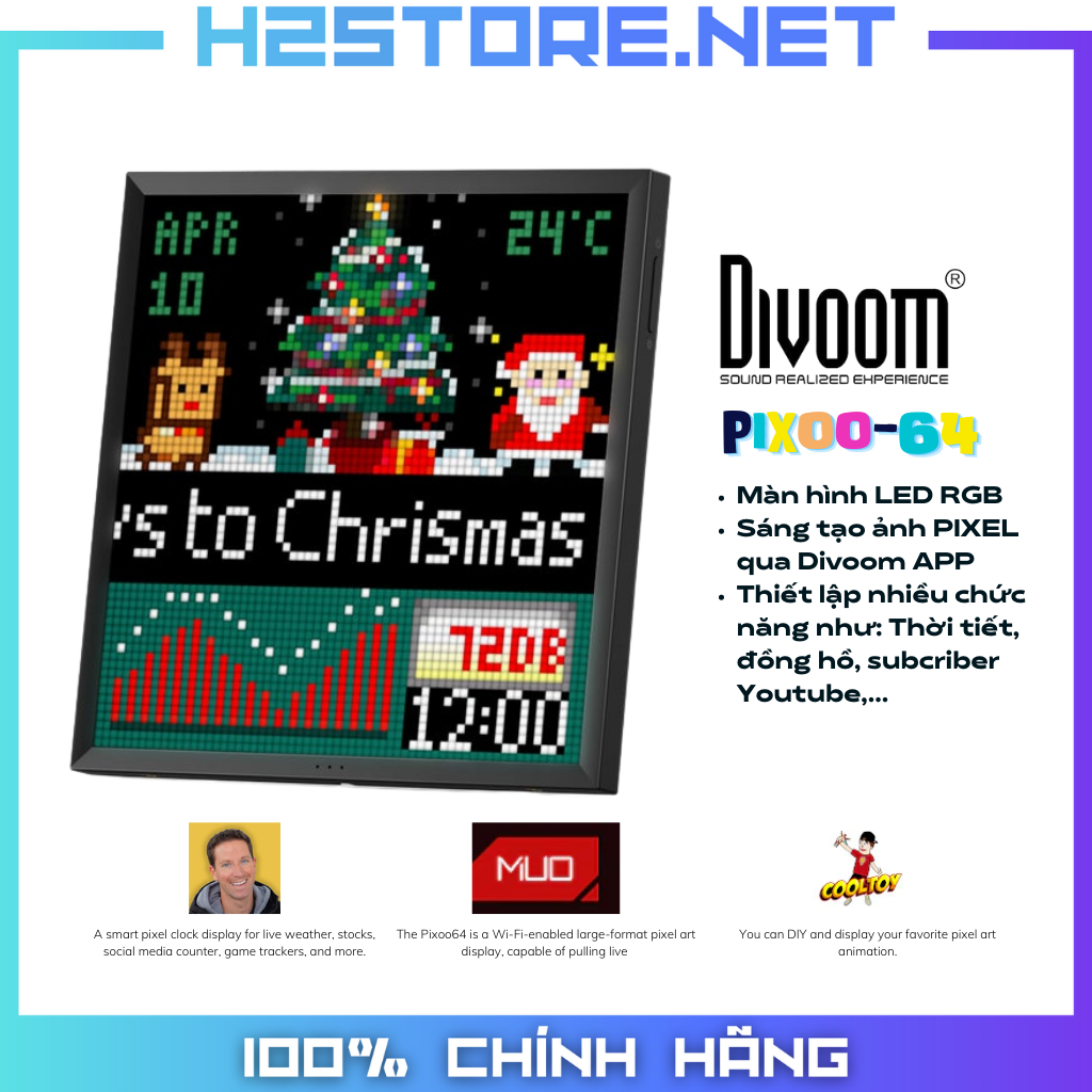 Màn hình LED Divoom Pixoo-64 tích hợp App nhiều tính năng