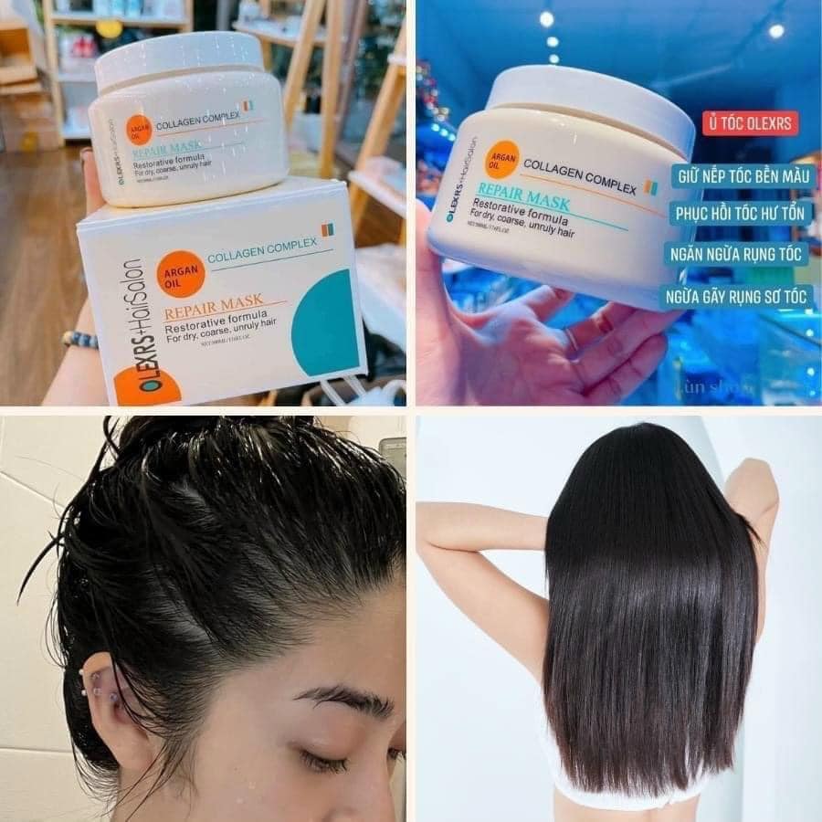 [OLEXRS]Kem Hấp Ủ Tóc Olexrs Collagen Anh 500ml - Phục Hồi Tóc, Chống Gãy Rụng, Tóc Nhuộm [CHÍNH HÃN
