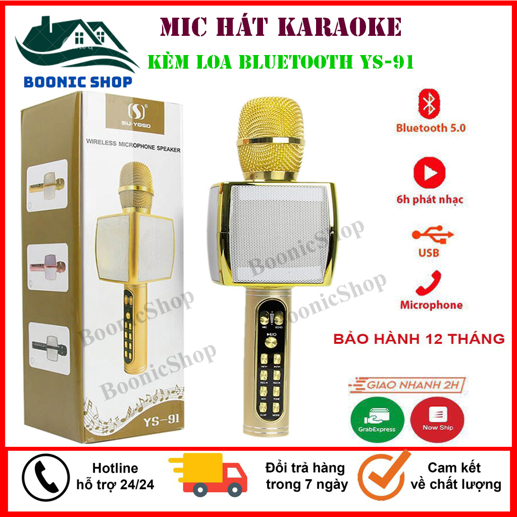 🎁ys 91🎁 micro karaoke cao cấp ys 91 - mic hát karaoke kết nối bluetooth 5.0 - micro karaoke không dây - bảo hành 1 năm