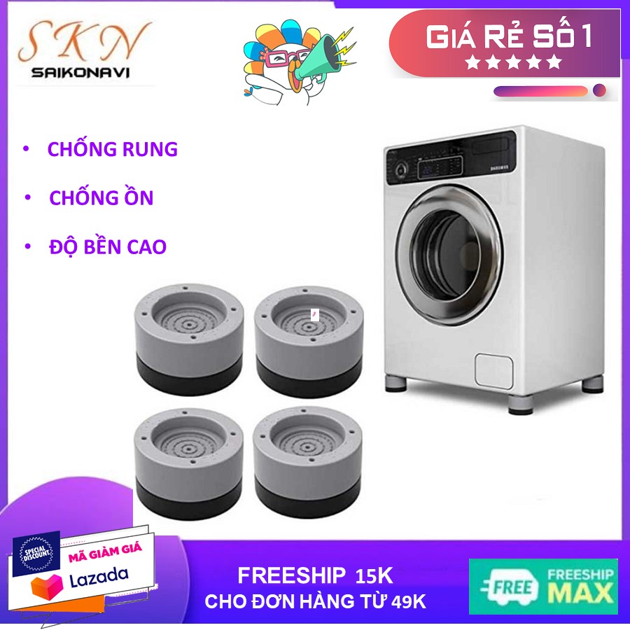 Combo 4 Chân Đế Chống Rung Lắc Dành Cho Mọi Loại Máy Giặt, Đệm Chống Rung Máy Giặt Giảm Rung Lắc Tăng Tuổi Thọ, Kệ Để Máy Giặt, Chân Kê Tủ Lạnh Đa Năng