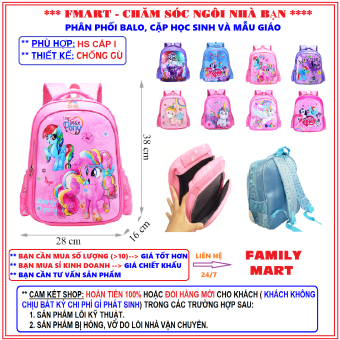 ( F MART GIÁ SỈ) BALO HỌC SINH CẶP HỌC SINH BALO HỌC SINH TIỂU HỌC 2 NGĂN LỚN PONY ELSA KITTY CHO BÉ GÁI