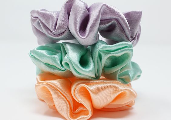 Dây cột tóc vải scrunchies lụa cao cấp màu cam - orange, nhiều size