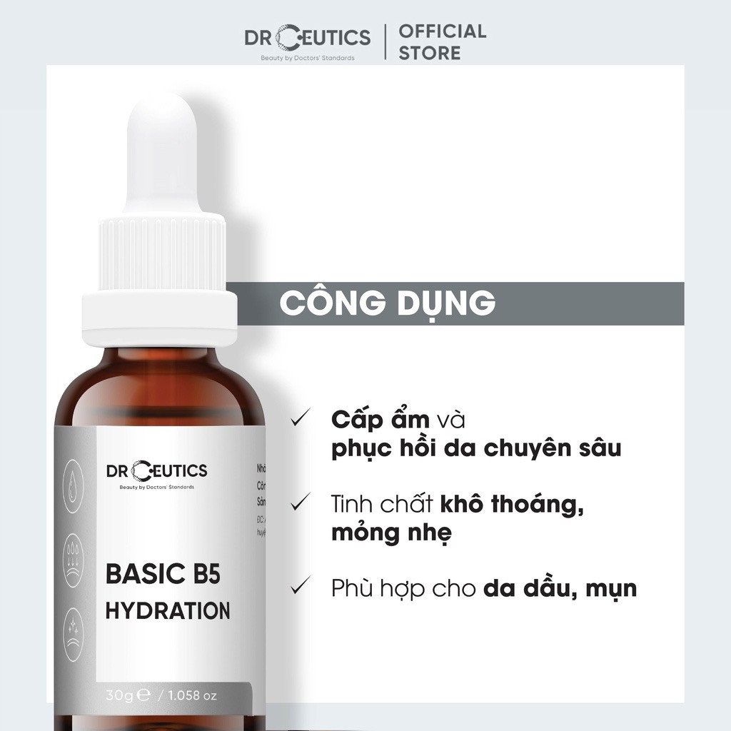 Tinh chất b5 basic hydration 5% drceutics cho da dầu mụn