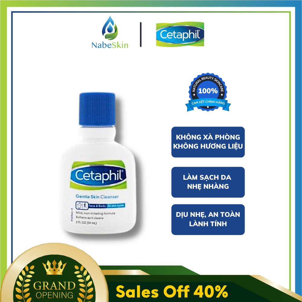 Sữa Rửa Mặt Cetaphil Gentle Skin Cleanser Dịu Nhẹ, Không Xà Phòng 59ml