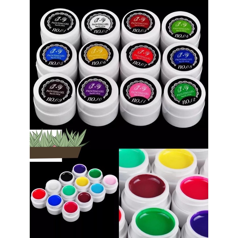 Set gel vẽ 12 màu dùng chăm sóc trang trí móng làm nail mi spa thời trang nữ shop nailart