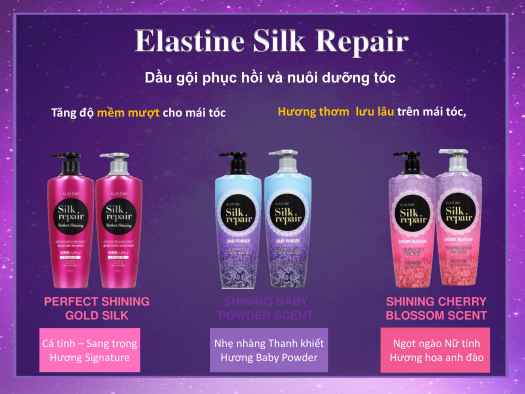 Dầu gội chăm sóc và nuôi dưỡng tóc Elastine Silk Repair Perfect Shining Gold Silk 550ml