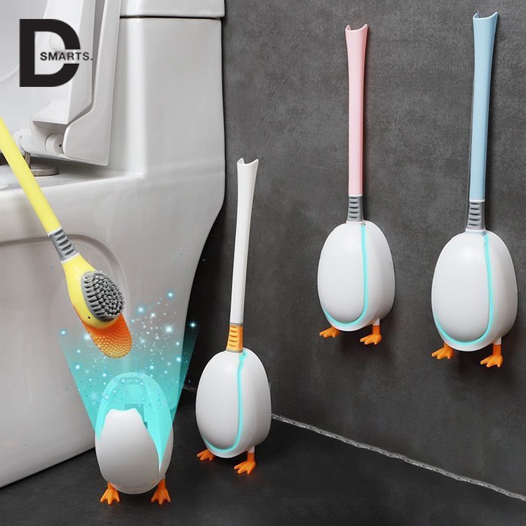 Cọ rửa bồn cầu toilet gắn tường | Bàn chải vệ sinh hình chú vịt ngộ nghĩnh,chất liệu silicon siêu mềm mại