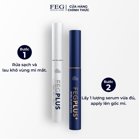 Combo dưỡng mi FEG Plus Stem Cells - Phiên bản tế bào gốc, dài mi nhanh, không chứa Prostaglandins gây thâm mắt (5ml/lọ)