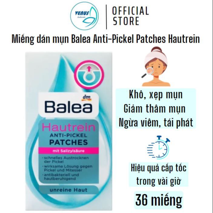 Miếng dán mụn xẹp mụn nhanh Balea Anti-Pickel Patches Hautrein 36 miếng - Hàng nội địa Đức