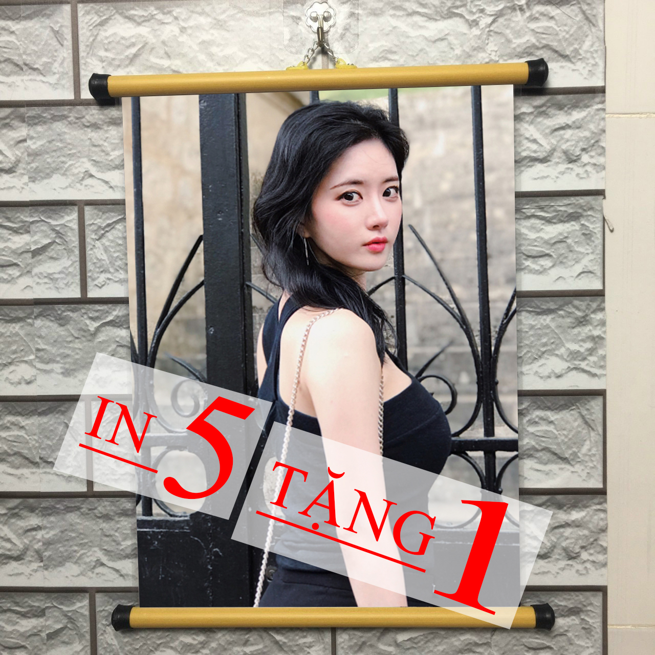 In ảnh treo tường theo yêu cầu size a4 ảnh ép plastic có sáo treo ảnh tặng móc dán tường