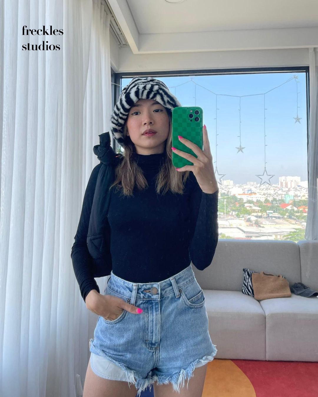 The Freckles Studios - Áo liền thân bodysuit dài tay thun body ôm 4 chiều cổ lọ Turtle Neck