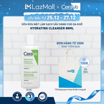 Sữa rửa mặt giúp làm sạch sâu dành cho da thường và da khô CeraVe Hydrating Cleanser 88ML