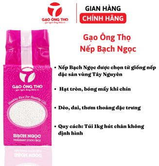 Nếp nương - Nếp Bạch Ngoc - thương hiệu Gạo Ông Thọ- Nếp đặc sản Tây Nguyên, Nếp Bắc - Hạt tròn