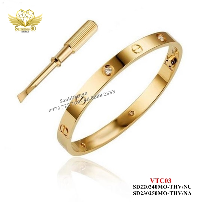 Vòng tay titan love hột kèm vít nam nữ