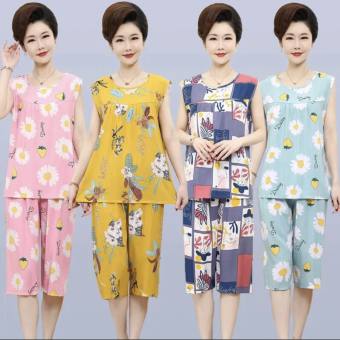 Đồ bộ nữ trung niên vải lanh quần lửng, bộ lanh mặc nhà cho nữ trung niên, đồ ngủ, đồ bộ lanh lửng nữ