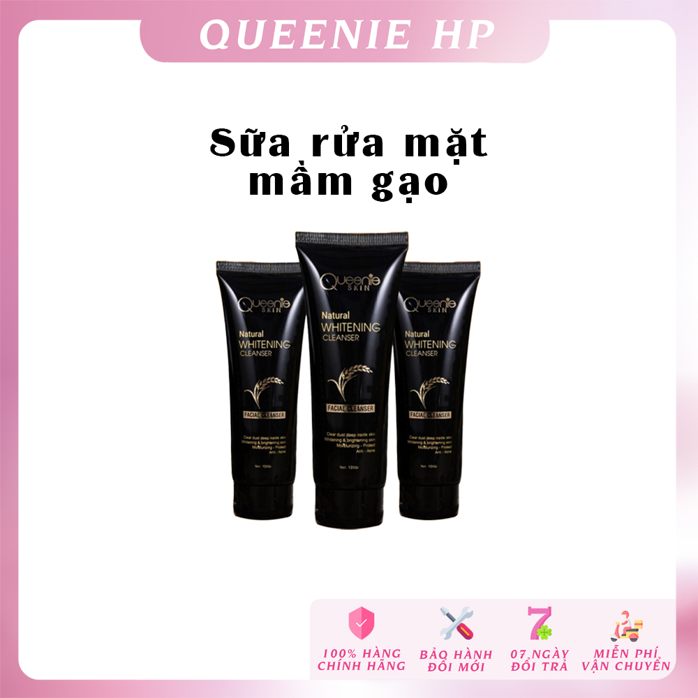Sửa rửa mặt dành cho da nhạy cảm làm sạch sâu có hạt massage không tạo bọt chiết xuất từ mầm gạo giúp da ngăn ngừa lão hóa giảm nếp nhăn 120ml - Queenie skin