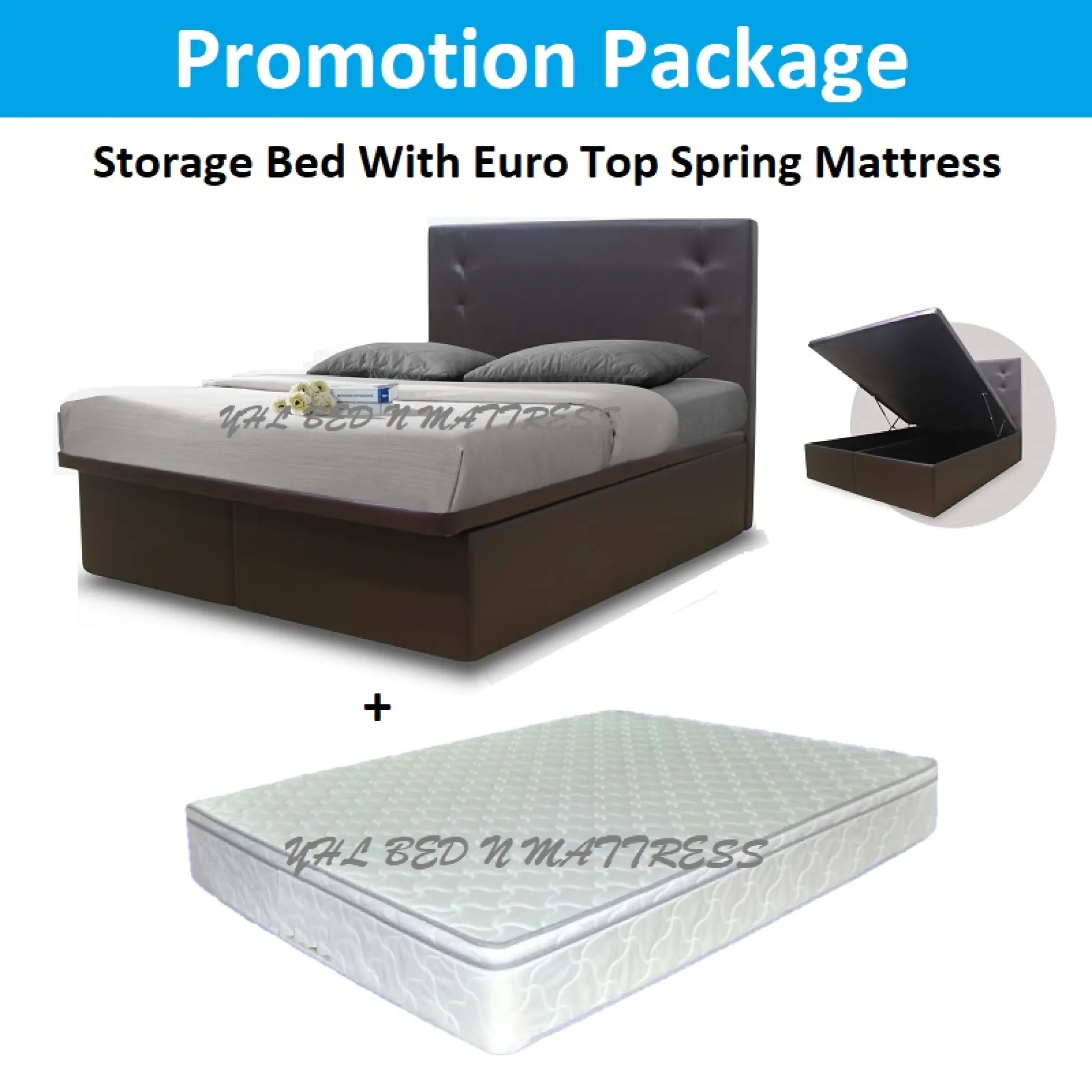 Yhl Storage Bed Frame With Euro Top Sping Mattress Lazada Singapore