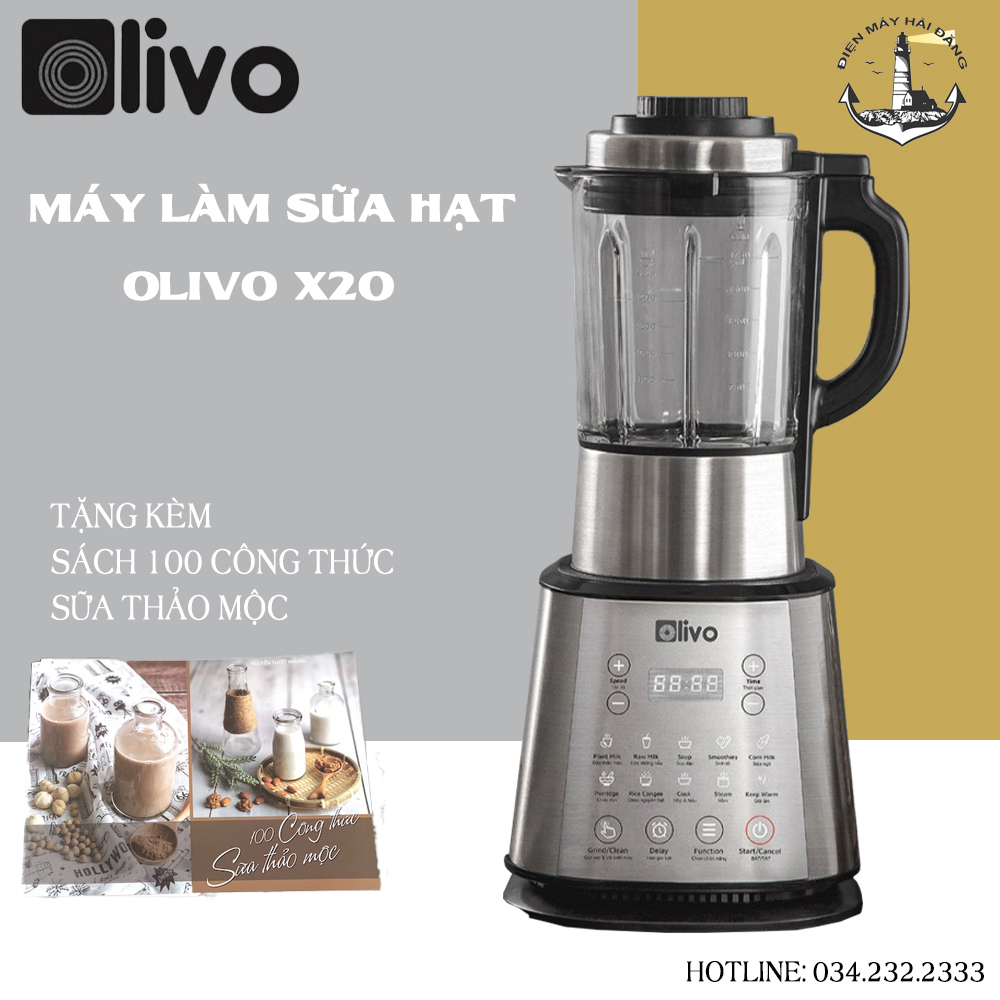Máy làm sữa hạt Olivo X20 chính hãng - Máy xay sinh tố, máy nấu sữa hạt đa năng, máy xay bột, máy nấu cháo - Máy làm sữa hạt 12 trong 1