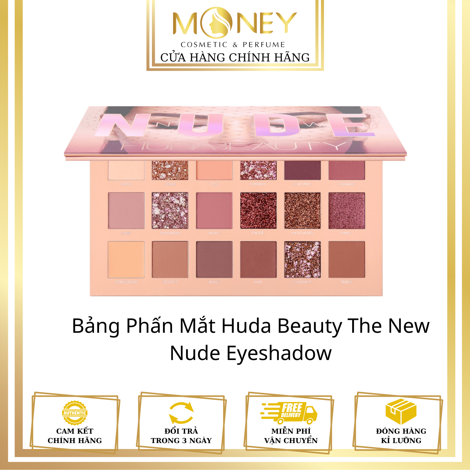 Authentic- Bảng Màu Mắt Huda Beauty NUDE New Eyeshadow Pallet