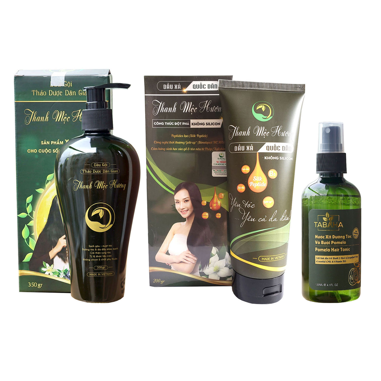 Bộ Dầu Gội Xả Thanh Mộc Hương  & Xịt Bưởi Dưỡng Tóc Tabaha chăm sóc tóc toàn diện cho tóc chắc khỏe