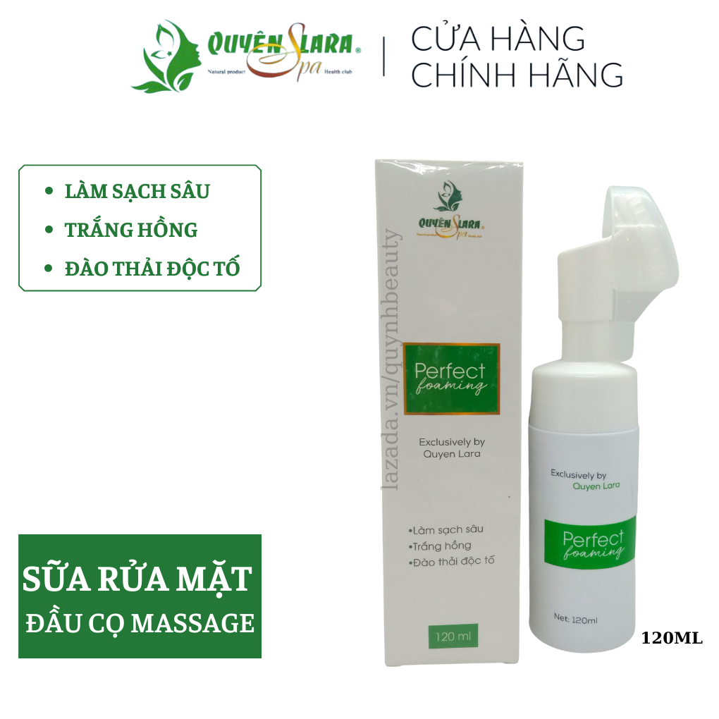 Sữa Rửa Mặt Đầu Cọ Tạo Bọt Pefect Foaming Quyên Lara Giúp Làm Sạch Sâu Loại Bỏ Bã Nhờn,Đào Thải Độc Tố 120ml