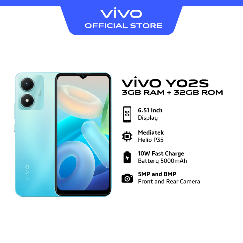 vivo Y02s  [3GB + 64GB | 3GB + 32GB 5000mAH Battery + 18W / 6.1" HD + Halo Full View / 2.5D Trendy Design