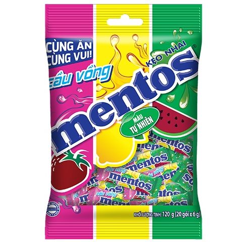 Kẹo Mentos Cầu Vồng Hương Trái Cây Hỗn Hợp 120gr (20 gói nhỏ) - Kẹo Nhai
