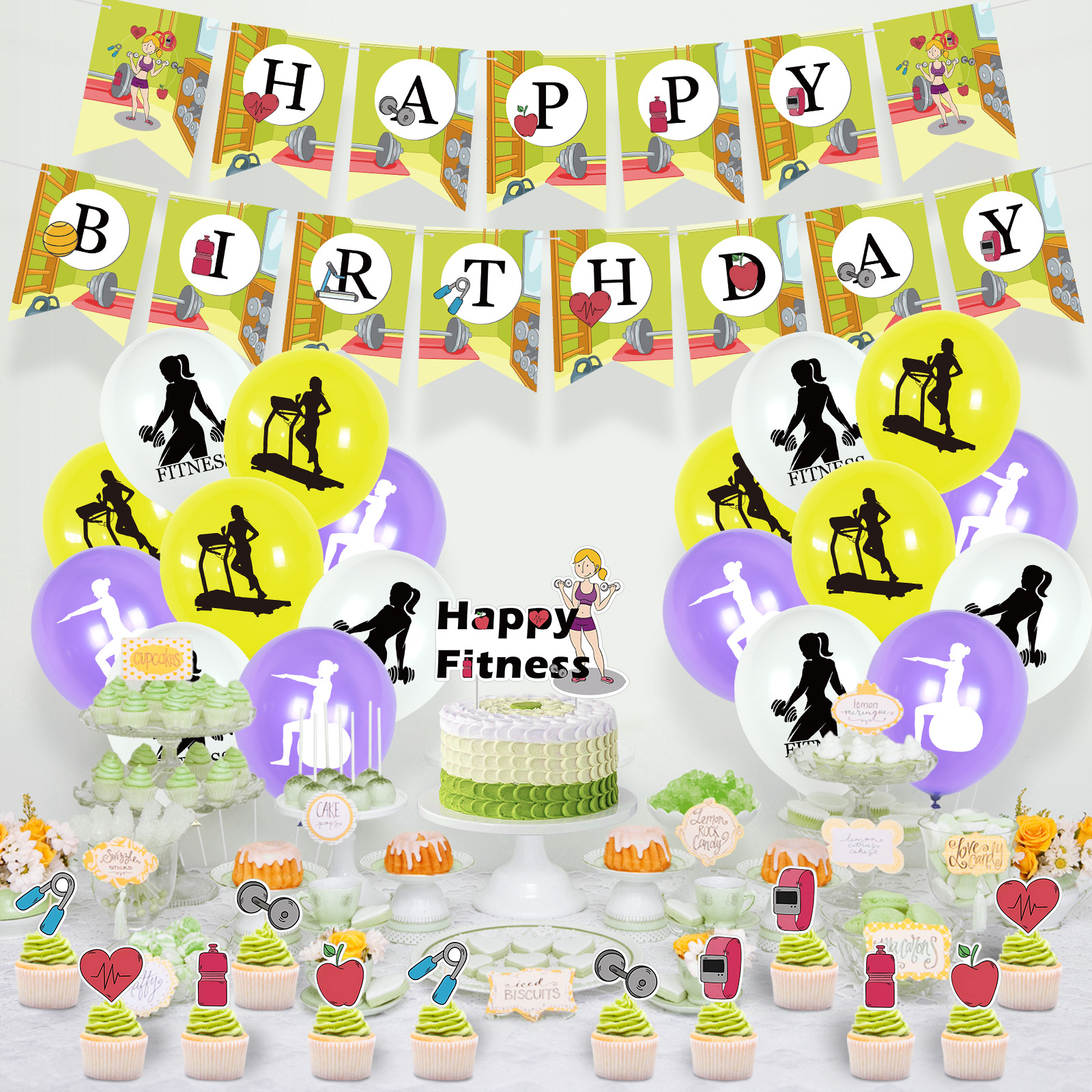Gym Cake Decorations - Cake & Cupcake Toppers for Men Black and Gold  Fitness Cake Toppers, 25 Pcs Glitter Weight Lifting Cake Topper Decorations  for Gym Fitness Themed Birthday Party 