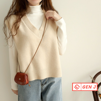 Áo gile len nữ mỏng cổ tim chất đẹp - GEN J