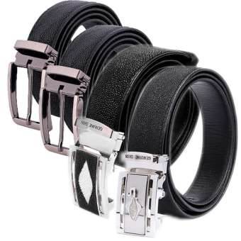 Dây nịt nam da cá đuối Huy Hoàng màu đen HK4501-02-03-04