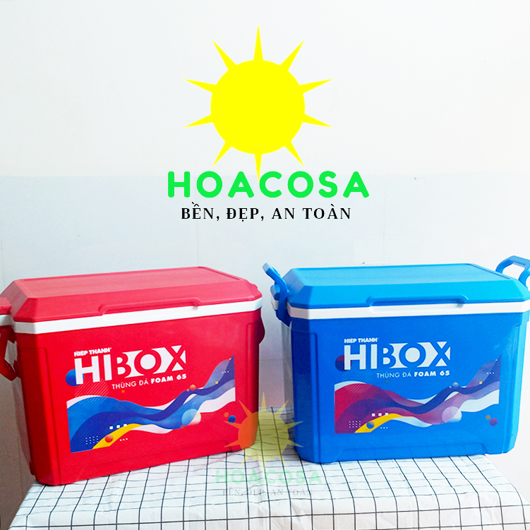 Thùng đá 65l hibox nhựa hiệp thành, vòi xả, tay cầm khóa nắp, to dày, giữ đá tốt- đồ gia dụng hoacosa