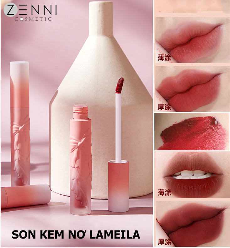 Son Kem Lì Mịn Môi Lameila Nơ Hồng, Hương Thơm Đào Nhẹ Nhàng, Son Kem Mịn Mượt Mỏng Nhẹ Dễ Dàng Lên Màu, Không Gây Khô Môi, Bền Màu