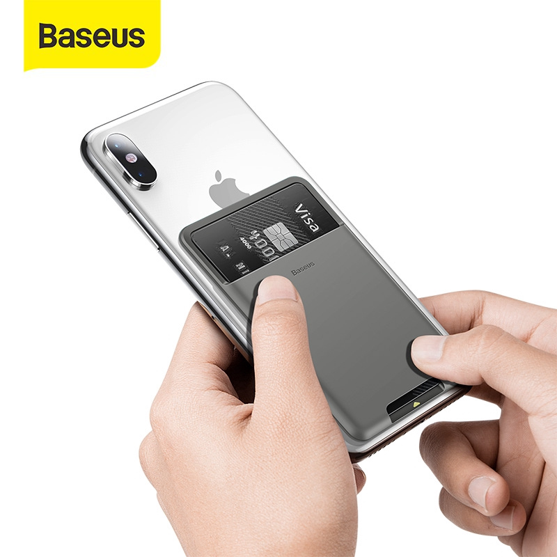 Miếng dán lưng điện thoại - Ví đựng thẻ card ATM gắn lưng đt baseus case chất liệu silicon siêu bền tiên lợi