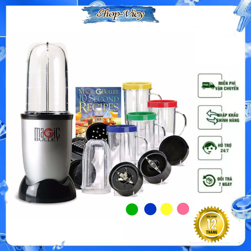 Máy Xay Sinh Tố Magic Bullet 21 Chi Tiết Công Suất 200W, Lưỡi Dao Inox Máy Xay Đa Năng Giá Rẻ Máy Hoạt Động Êm Rất Nhiều Phụ Kiện Tính Linh Hoạt Cao -  Bảo Hành 12 Tháng - Máy xay đa năng để bàn máy xay sinh tố giá rẻ
