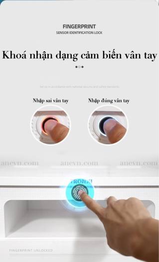 Tủ đầu giường khoá vân tay thông minh Tronxi thế hệ mới 9in1