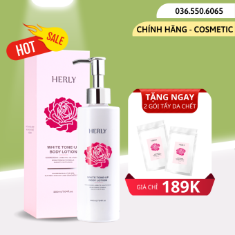 Kem Body Kích Trắng Nâng Tone HERLY 200ml giúp bật tone sau 1 lần bôi, chống trôi nước, dưỡng trắng da hiệu quả