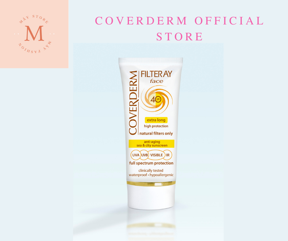 Kem chống nắng phổ rộng sử dụng 1 lần bôi trong ngày cho mọi loại da coverderm filteray face spf 40
