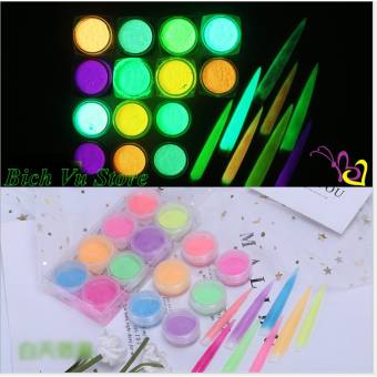 Set 12 hủ bột ánh dạ quang móng tay sản phẩm chất lượng đảm bảo an toàn sức khỏe người dùng vui lòng inbox để shop tư vấn thêm