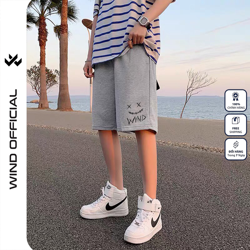 Quần short thun nam nữ WIND nam nữ ống rộng WIND DEVIL quần đùi lửng ngố thời trang mặc nhà