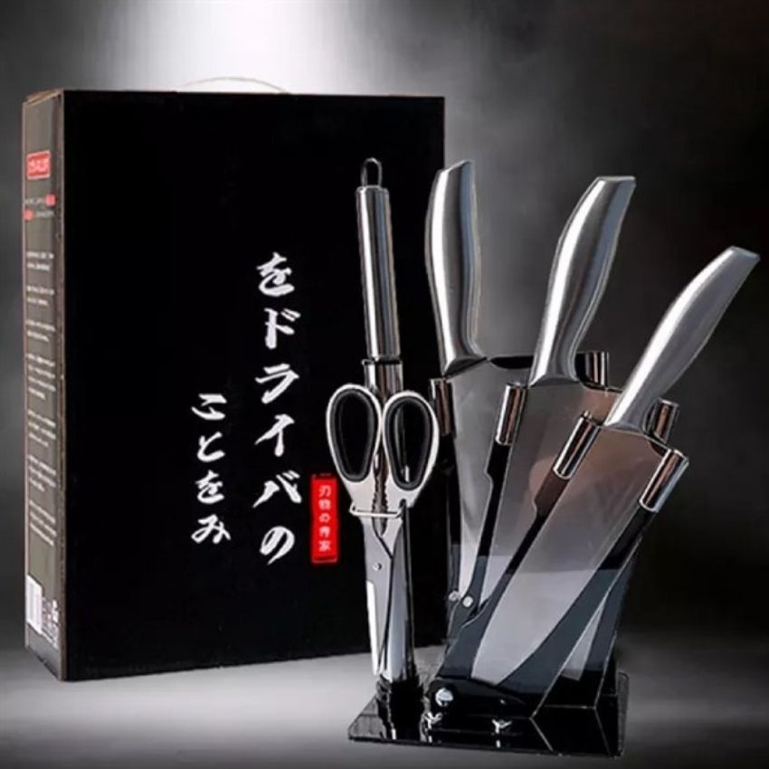 Bộ dao Nhật Bản 6 món Seki Japan Misy Home dao chặt xương inox dao thái thịt cá rau củ quả thép inox cao cấp không gỉ