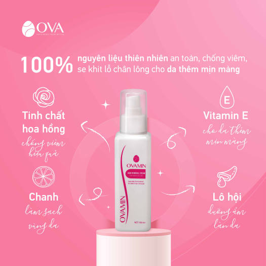 Kem tẩy lông OvaMin - triệt lông chân, tay, bikini, vùng kín, an toàn và không gây kích ứng da, 100ml